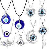 JeweBella 9 Piezas Collar de Ojo Turco para Mujeres Hombres Collar Mal Ojo Juego Amuleto Mal de Ojo Regalo Joyería