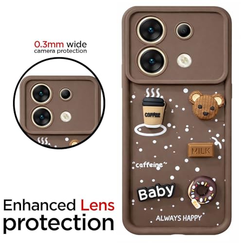 Image of Bintage Ball Bear| Donut| Milk Cake| Baby| Coffee Rubber Case Full Body & Camera Protection Back Cover Compatible for Infinix Zero 30 5G - Brown