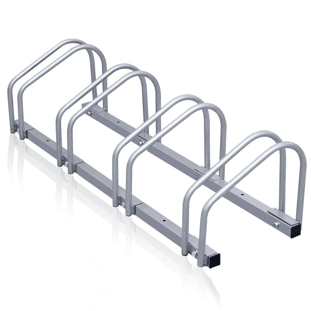 Gimisgu Support de vélo pour 4 vélos de 35 à 55 mm de largeur de pneu - Parker mural - Pour montage mural - Pour VTT - 26 x 101 x 32 cm - Argent