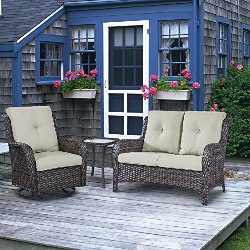 image for Belord Outdoor Loveseat Small Patio Furniture 2 Seater Sofa Brown Wick