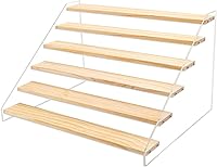 Vista 1 de 1 Packs Wood Acrylic Display Stand, 6-Step Tiered Wooden Display Shelf Risers Organizer, Tabletop Vendors Displays Shelves for Collectibles Pop