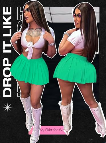 BemorRun Minissaia skatista evasê plissada para mulheres sexy clube Y2k saia cintura elástica saia e