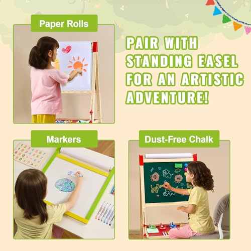 Image of VEVOR Easel Accessory Set, 32 PCS Kid's Art Easel Painting Kit Including Chalks, Dry-Erase Markers & Paper Rolls, Art Supplies Set for Standing Easel, Painting Kit for Toddlers Boys and Girls