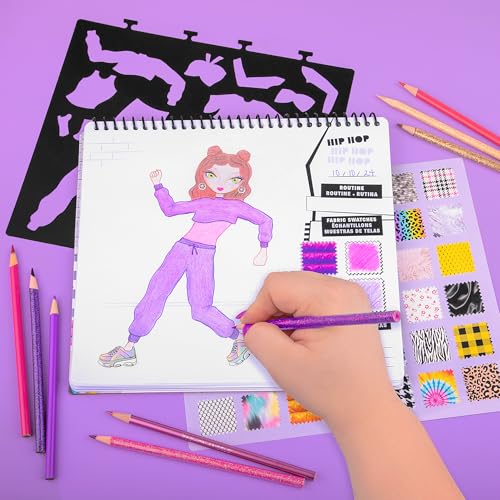 Image of Fashion Angels I Just Wanna Dance Fashion Sketch Set | Create Dance-Themed Outfits with 35 Sketch Pages, 100+ Stickers & Stencils, Fun Craft Kit for Kids