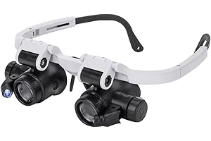 Magnifying Glasses 8X 15X 23X LED Headband Glass Magnifying Eyeglasses with Light...