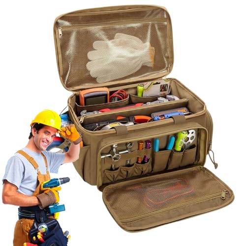 Bolsa Organizadora de Herramientas | Bolsa De Trabajo Antifricción, Ligera de 14 Pulgadas con Cremallera para Herramientas de Soldadura, Construcción, Exteriores, Electricista y Camping