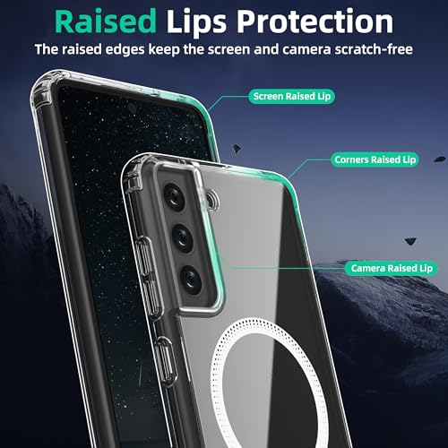 Image of ONES Magnetic for Galaxy S21 FE Slim Case, Compatible with Magsafe, Military-Grade Drop Guard, Anti-Yellowing, Shockproof Cover for Galaxy S21 FE, Scratch-Resistant, Transparent