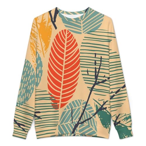 MoBlinko Sweaters for Men Abstract Autumn Leaves Mens Crewneck Sweater 2XL Long Sleeve Lightweight Pullover2