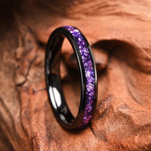 Tungsten Carbide Rings for Men and Women 8mm/4mm Men’s Engagement Wedding Bands Inlaid With amethyst Fashion and High Polish2