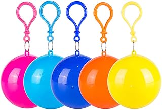 Dayline 5 Pack Portable Disposable Emergency Raincoats Rain Poncho in A Ball 5 Colors for Traveling Camping Outdoor Sports, Multicolor
