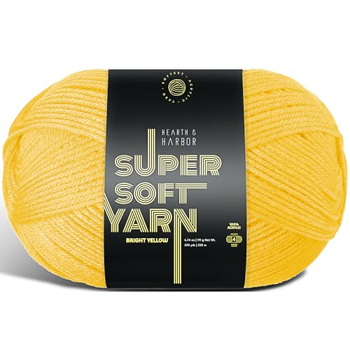 Image of Acrylic Yarn for Crocheting & Knitting - Soft Crochet Yarn for Crocheting, 370 Yards, Perfect for Crafts & Amigurumi, Medium Worsted Weight 4, Bright Yellow