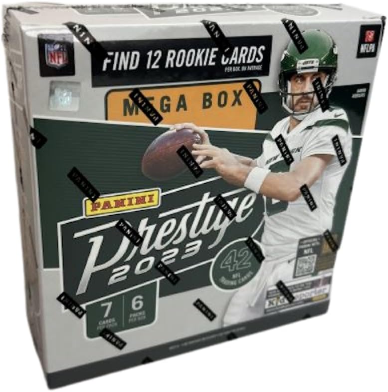 2023 Panini Prestige NFL Football Factory Sealed Mega Box 42 Cards (6 Packs of 7 Cards) Find 3 Numbered Parallels and 12 Rookies Per Box on Average