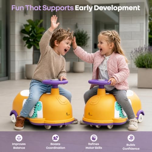 Image of R for Rabbit Iya Iya Poppy Swing Car for Kids, 3 in 1 Baby Push Ride-On & Pull Along Car | ABEC7 Bearing Smooth Wheels with Storage Seat | Ideal for 2+ Years Boys & Girls, Upto 50 Kgs (Orange Purple)