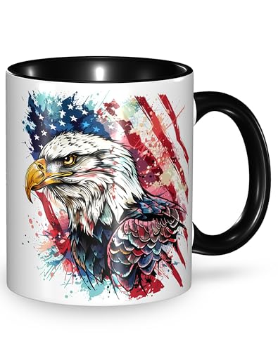 Taza de cerámica con diseño Eagle USA Flag 11oz miniatura 1