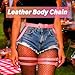 Asooll Pink Leather Leg Chain Punk Waist Chain Harness Rave Thigh Chain Belt Fashion Body Accessories Concert Party for Women