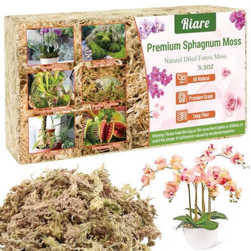 Riare 150g Sphaigne pour Plante Naturelle Compressé Sphaigne pour Orchidées Mélange pour Pot - pour la Culture de Plantes à la Maison,Fée Jardins (150g)