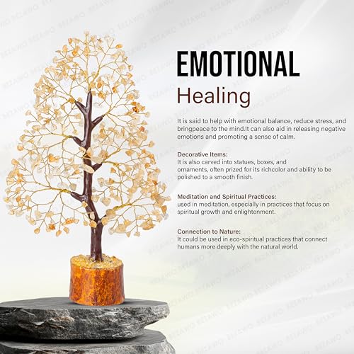 Image of Crocon Citrine Crystals Tree, Gifts, Birthday Gifts for Women 10-12 inch | Gift New Home Decor, Healing Crystals Spiritual Present, Mom Birthday Gift Her, Room Decor, Gemstones Money Tree Positivity