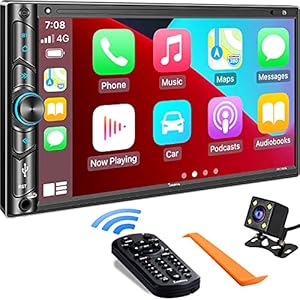 Double Din Car Stereo Compatible with Voice Control Apple Carplay – 7 Inch HD LCD Touchscreen Monitor, Bluetooth…