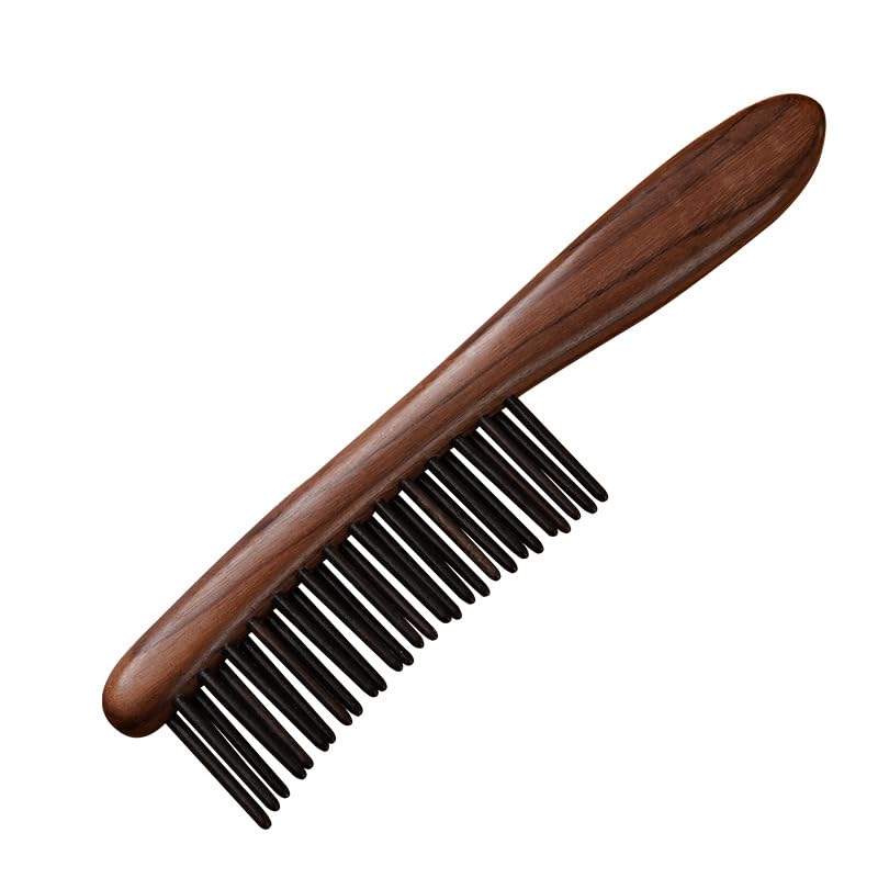 Pettine in Legno di Sandalo Verde Naturale — Doppia dentatura fine/grossa, ricavato da un unico pezzo, manico ispessito, antistatico, 18×4,5×1,0 cm