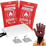 IGNISGUARD Emergency Fire Blanket for Home and Kitchen, 2-Pack 40'x40', Fiberglass Fire Blankets Emergency for Home BBQ Grill Camping Car Office Warehouse Picnic Fireplace Fireproof Survival Safety