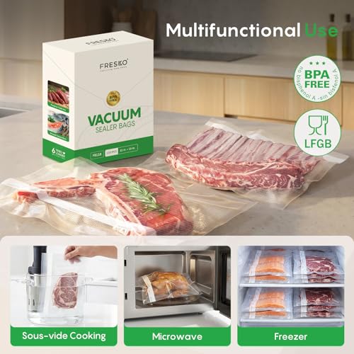 Image of FRESKO 100 Pack Gallon 11 inchx16 inch Vacuum Sealer Bags, BPA Free Heavy Duty Commercial Grade PreCut, Perfect for Sous Vide, Freezer Storage & Meal Prep