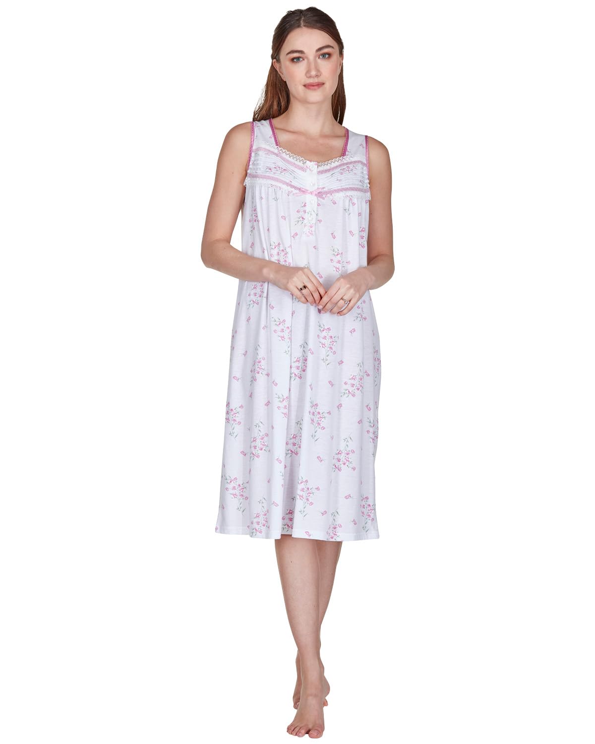 Slumber Hut Women's Ivory 'Floral Breeze' Sleeveless Nightie 23354 M-L
