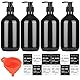 4 Stück Nachfüllbare Leere Shampooflaschen, 500 ml Seifenspender Flaschen, Kunststoff Pumpflaschen Lotionspender für Flüssigseife Shampoo Conditioner Duschgel, Aufkleber. (Schwarz)