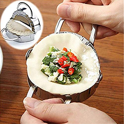 Stainless Steel Dumpling Maker Empanada Press Wraper Dough Cutter Pie Ravioli Dumpling Mould Kitchen Accessories-SYSAMA Eco-Friendly Pastry Tools (2pcs large dumpling maker+ 1 Pastry Cutter)