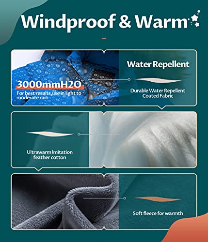 Creatmo Us Boy's Padded Winter Coat Hooded Puffer Jacket Windproof Outerwear Blue 10/12 #TOP3