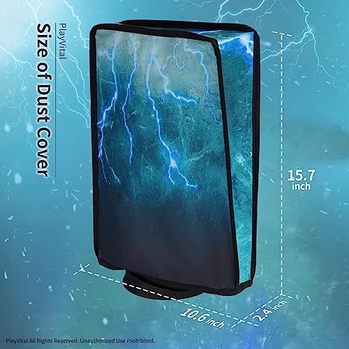 Image of PlayVital Dust Cover for PS5, Waterproof Console Cover, Soft Nylon, Compatible with Digital & Disc Edition - Green Storm Thunder