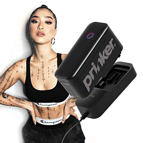 Prinker S Temporary Tattoo Device Package for Your Instant Custom Temporary Tattoos with Premium Cosmetic Black Ink - Compatible w/iOS & Android Devices (Black)