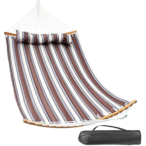 SUNNY GUARD Heavy Duty Hammock Quilted with Large Pillow, 11FT Double Hammocks with Spreader-Bar for Outdoor, Capacity 450 lbs Cover