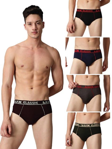 lux classic Men’s Brief - Value Pack | 100% Cotton V Shape Underwear | Comfortable Lux Brief Pack of 5 (Color May Vary)-picture-23