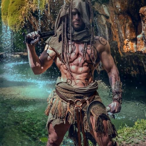 L'VOW Viking Troll Cross Belt Long Rope Ring Knotted Belt Norse Witch Waist Belt Shaman Pagan Medieval Antlers Accessory3