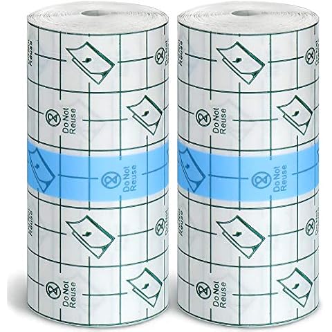 Tondiamo 2 Pieces Transparent Stretch Adhesive Bandage Waterproof Bandage Clear Adhesive Bandages Dressing Tape (4 Inch x 10.94 Yard) Cover