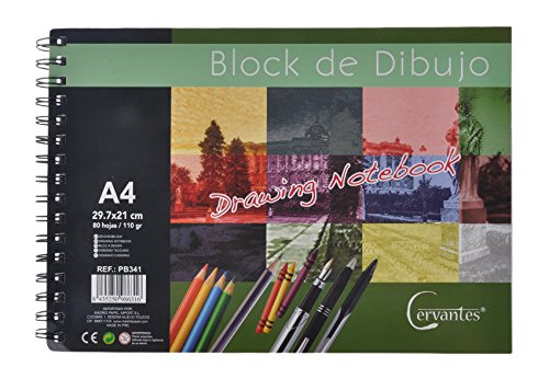 Cervantes PB341 - Block de dibujo con 80 hojas, A4, 21 x 29.7 cm