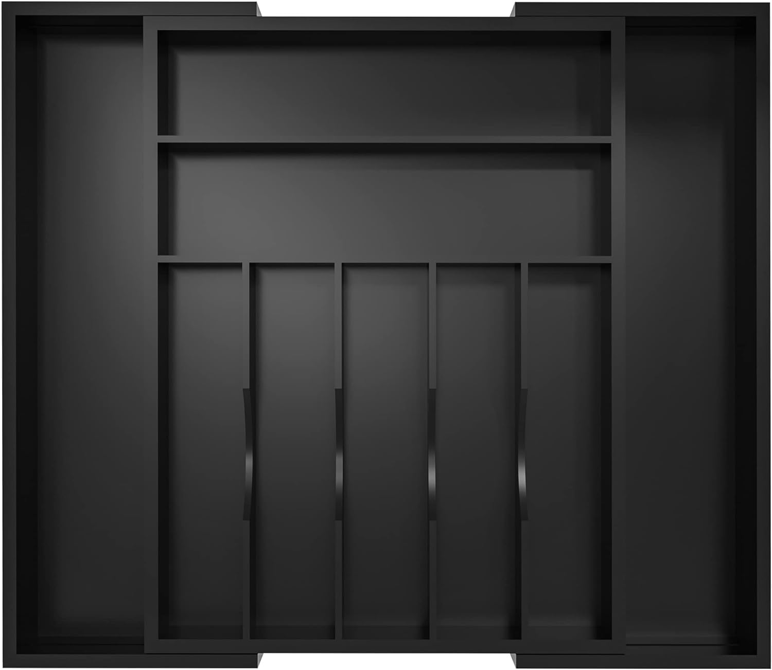 SYGNIFIC Bamboo Kitchen Drawer Organizer Expandable & Adjustable Silverware Organizer - Utensil Holder and Cutlery Tray with Grooved Drawer Dividers for Flatware and Kitchen Utensils (Black)