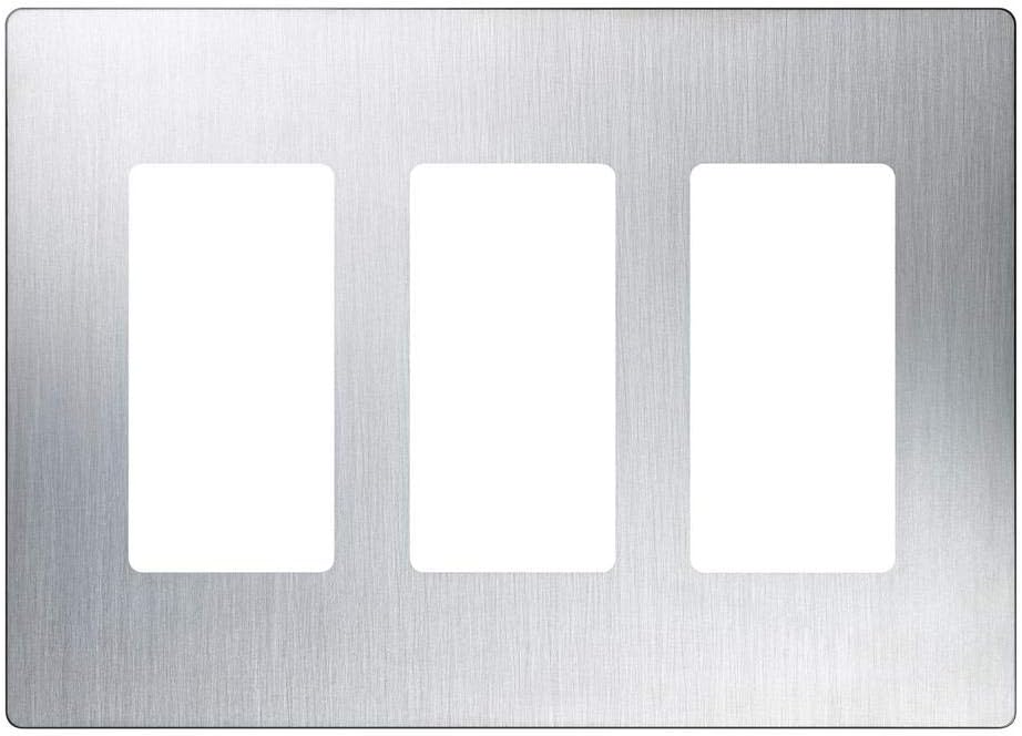 Lutron Claro Light Switch Cover Plate, 3 Gang Wallplate, for Decorator Light Switches, Rocker Light Switch Cover, Outlet Cover, Screwless Switch Plate Cover, Gloss, CW-3-WH-4, White, 4 Pack