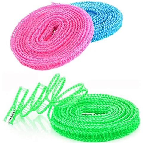 Foshine Clotheslines 3 Pack Blue Pink Green 1.64ft Length Camping Clothesline Clothes Drying Rope Portable Windproof Travel 5m Clothesline for Indoor Outdoor Laundry Windproof Clothes Line Cover