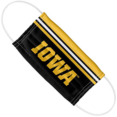 University of Iowa Hawkeyes Classic 1-Ply Reusable Face Mask Covering with Adjustable Nose Wire, Unisex