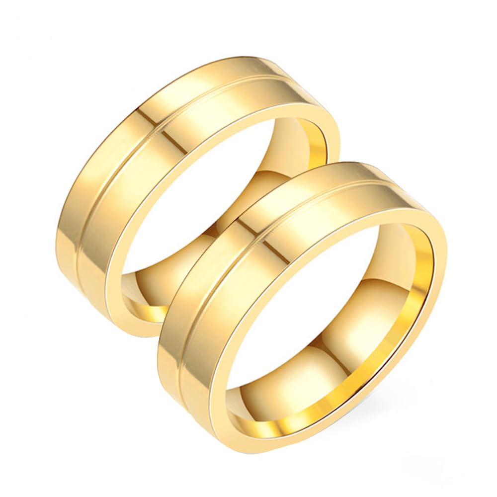 2 Pcs 14K Filled Rings for Women Stacking Stackable Band Thumb Pinky Finger Ring Non Tarnish Size 6 to 10