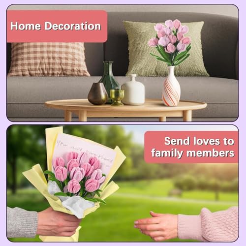 Image of Pipe Cleaners Craft Set, 300 Pieces, 3 Colors, Chenille Stems with Floral Wires, Gardening Tape, Stamen for DIY Flower Making (Pink)