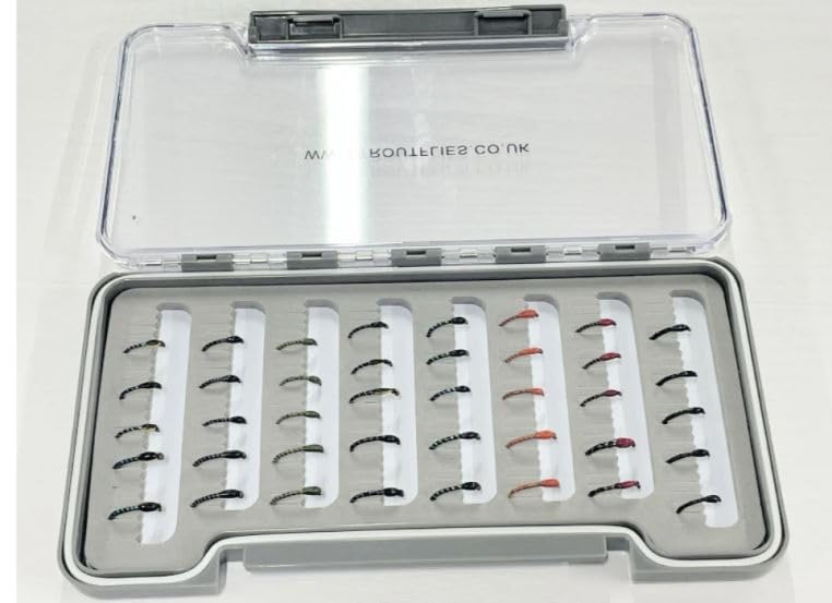40 Barbless Epoxy Buzzer Trout Flies - Boxed Set, named in description, super buzzer fly collection