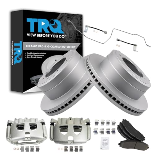 Image of TRQ Brake Pad & Rotor Kit Premium G-Coated Ceramic Compatible with 2017-2019 Ford F-350 Super Duty