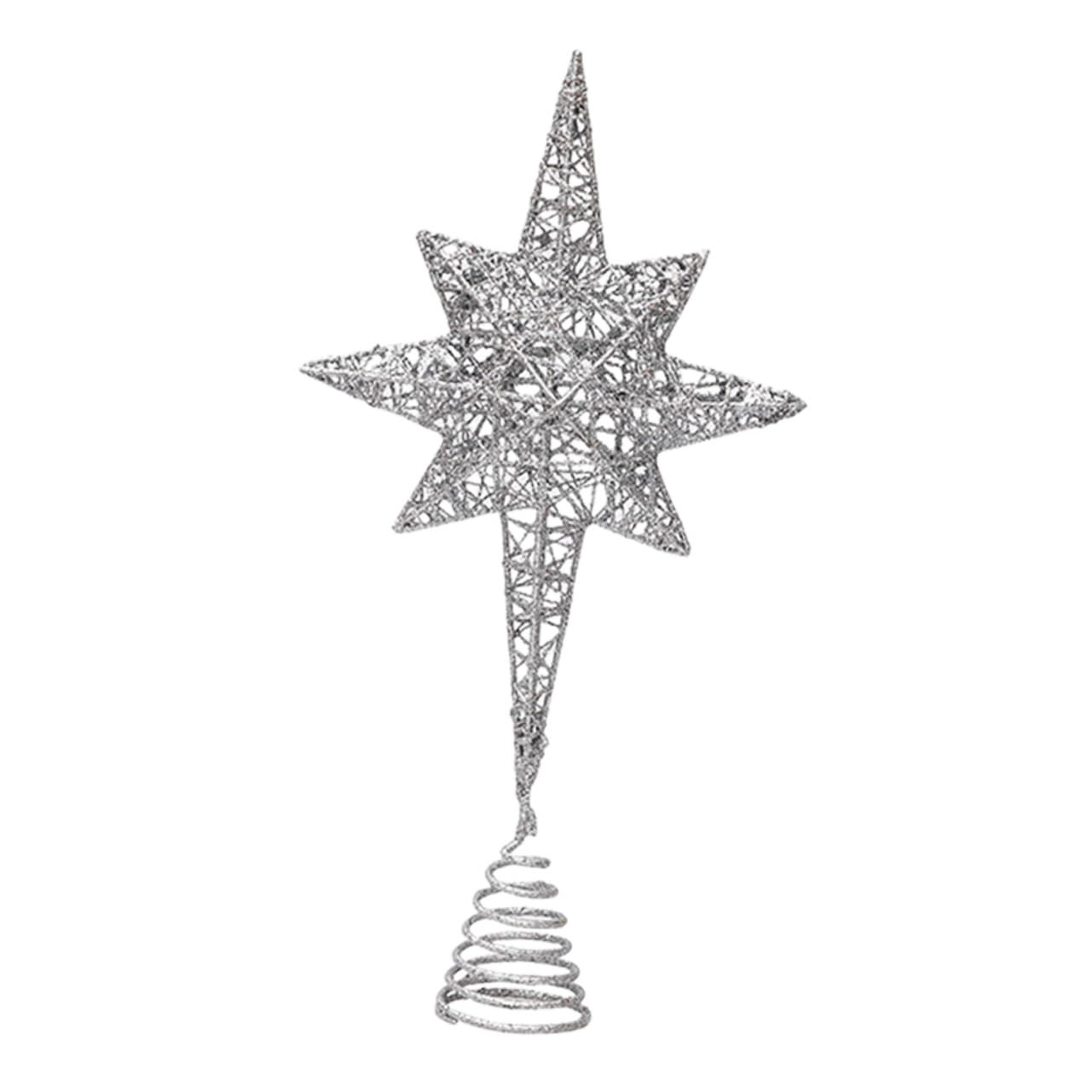 TOPBATHY 3 Stück Weihnachtsbaumspitze Stern Feenbaumspitze Weihnachtsspitze Sterndekoration Weihnachtsbaumspitze Dekoration Silberne Baumspitze Capiz Stern Baumspitze
