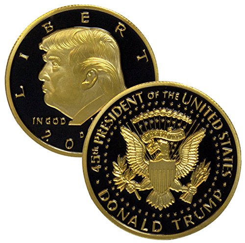 Image of Donald Trump Black & Gold Coin 2018 with Certificate of Authenticity, President Coin, Trump Coin Collectors, 24kt Gold Plated with Black Inlay, 38mm x 2mm