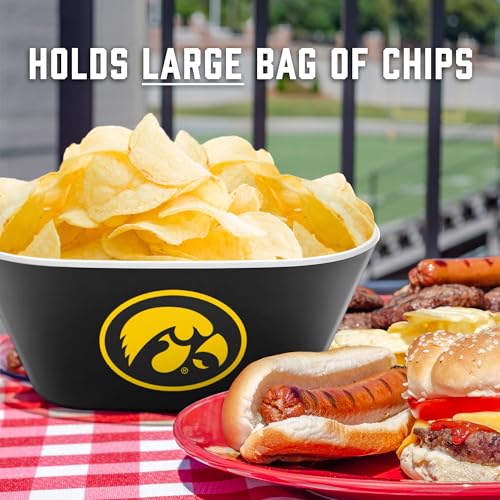Image of YouTheFan NCAA Iowa Hawkeyes Officially-Licensed Large Party Bowl - 100% Melamine, Dishwasher Safe, BPA Free - Holds Large Bag of Chips - Sleek Design - Perfect for Game Day or Any Day
