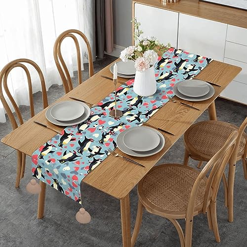 Chemin de table rustique I Love Penguins pour cuisine - 2
