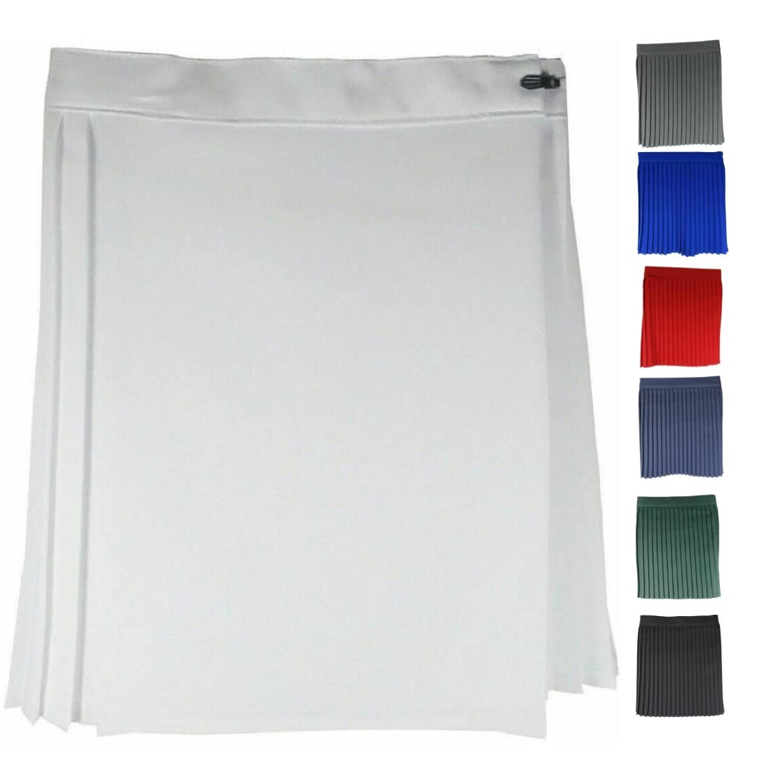 Axcent Comfort Netball Pleated Gym Skirt for Women Girls Kids School Uniform PE Kilt Knife Pleats Wrap Around Pleated Sports Skirt (as8, Waist, Numeric_36, Regular, Regular, White)