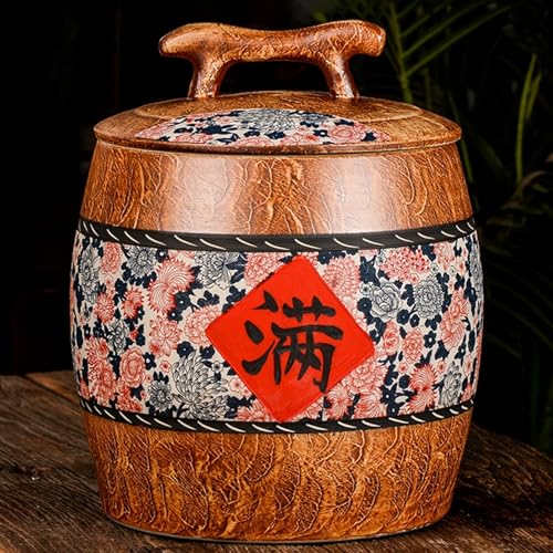 KCTOT Botes Cocina Almacenaje, Tanque de Arroz de Cerámica, Recipientes para Alimentos con Tapa, Contenedores Herméticos de Almacenamiento de Alimentos for El Hogar(10kg)
